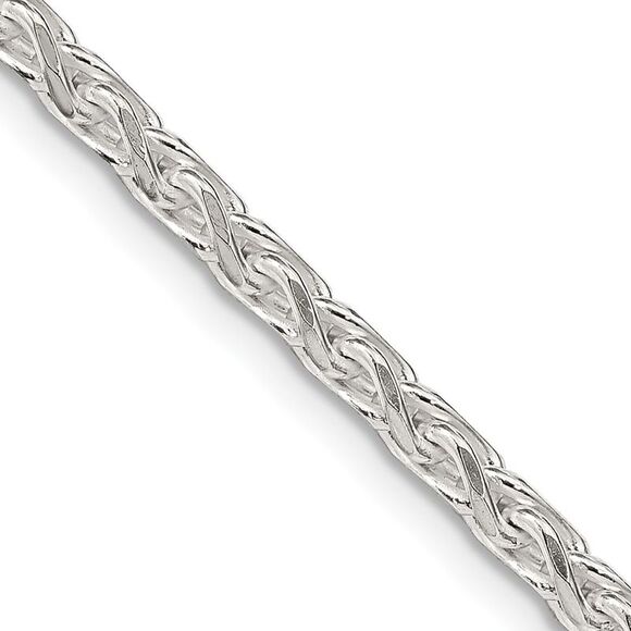 Kazi Luxury Sterling Silver 3.5mm Diamond-cut Round Spiga Chain